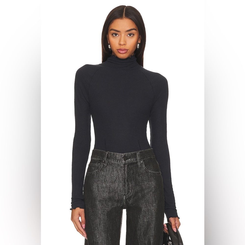 Free People Intimately Make‎ It Easy Thermal long sleeve top black size S